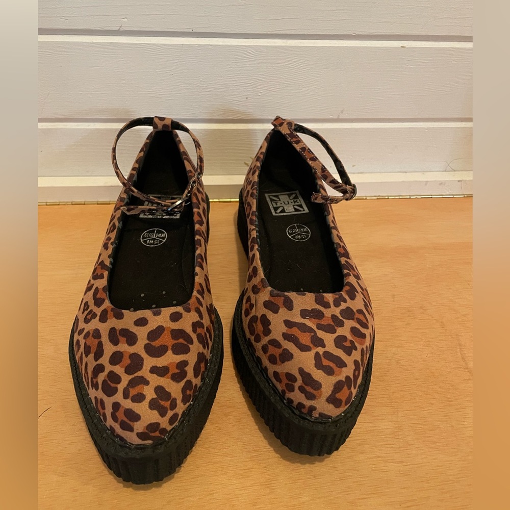 Leopard Pointed Ballet Ankle Strap Creeper